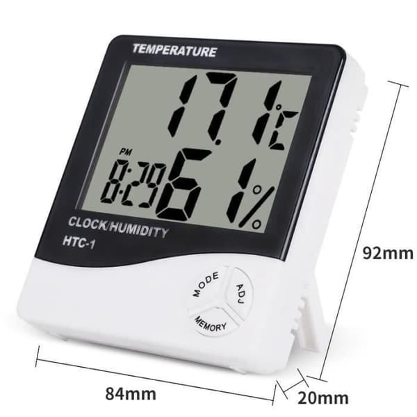 AL03858-Inomhushygrometer termometer Multifunktion elektronisk digital LCD-skärm Temperatur- och fuktighetsdisplay HTC-1