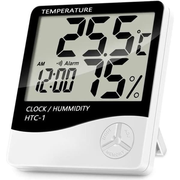 AL03858-Inomhushygrometer termometer Multifunktion elektronisk digital LCD-skärm Temperatur- och fuktighetsdisplay HTC-1