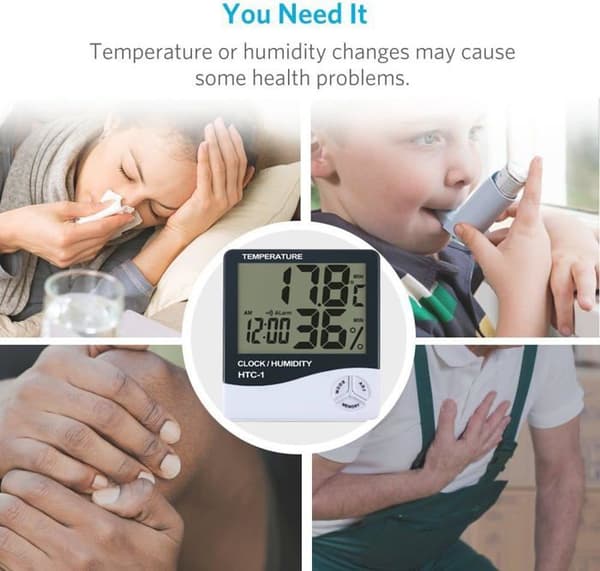 Digital Hygrometer - Ej specificerad - Modell Ej specificerad - Område -50°C till +70°C - LCD-skärm - 2 stycken