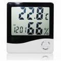 Miniatyrbild 1 av 4: Kingwing® Ny LCD digital termometer Temperatur Fuktighetsmätare Hygrometerklocka HTC-1
