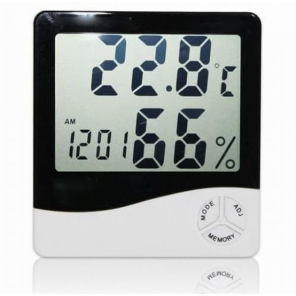 Kingwing® Ny LCD digital termometer Temperatur Fuktighetsmätare Hygrometerklocka HTC-1