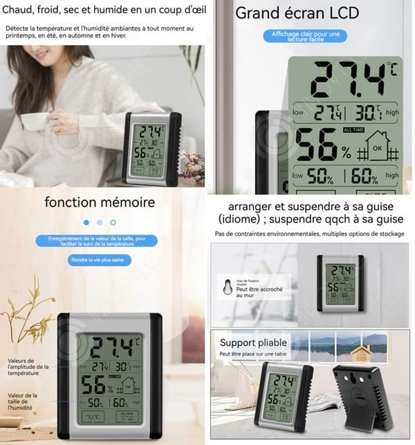 INN termometer 7,5x6,3 cm pekskärm termometer för hemtemperatur Hygrometer Digital display för inomhusbruk