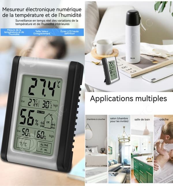 INN termometer 7,5x6,3 cm pekskärm termometer för hemtemperatur Hygrometer Digital display för inomhusbruk