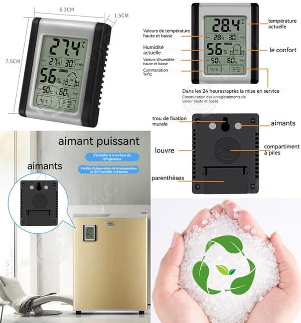 INN termometer 7,5x6,3 cm pekskärm termometer för hemtemperatur Hygrometer Digital display för inomhusbruk