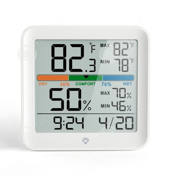 INN termometer 9x8,6 cm Hushålls LED färgskärm termometer och hygrometer Multifunktionell elektronisk klocka med kalender