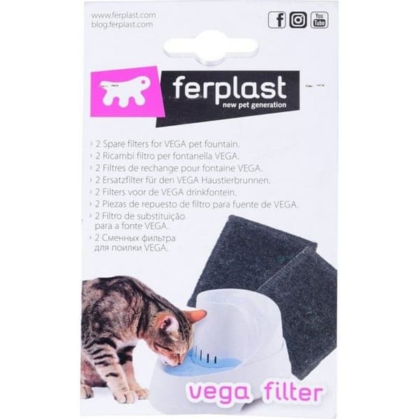 FERPLAST Filter till Vega vattenfontän i kol 8x8cm - Svart - För kat