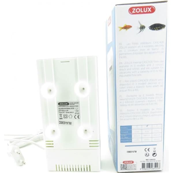 Inre filter - ZOLUX - Cascade 60 - 280l/h - Akvarium 30 till 60l - Vit färg