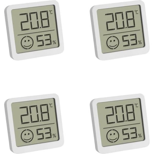 TFA Dostmann 4er Set Digitales termohygrometer med Komfortzone termohygrometer vit