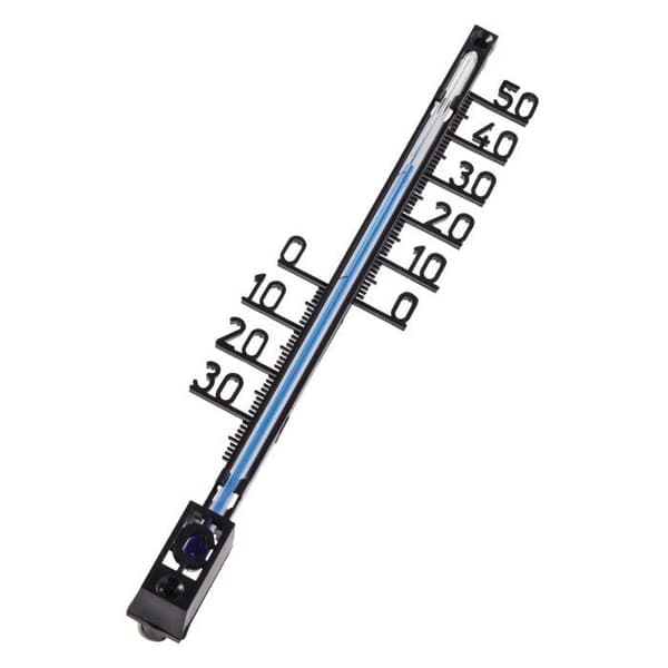 Inomhus/utomhustermometer, trädstruktur, 16 cm, analog.