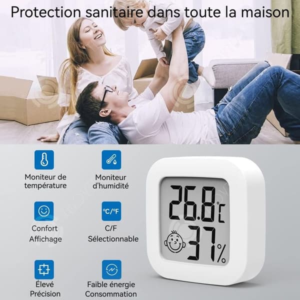 INN Termometer 43x43x13mm hygrometer elektronisk termometer temperatur- och fuktighetsindikator för bil djuraffär kök