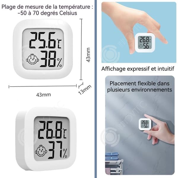 INN Termometer 43x43x13mm hygrometer elektronisk termometer temperatur- och fuktighetsindikator för bil djuraffär kök
