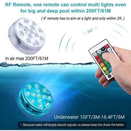 Dränkbar LED-belysning - OEMG - Flerfärgad - RF-fjärrkontroll - Vattentät IP68 - Set om 4