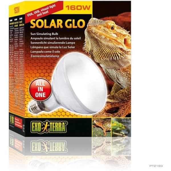 Ampull simulera solens ljus för terrarium - EXO TERRA - Solar Glo - UVB, UVA, synligt ljus och värme - 160W