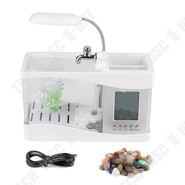 TD® Mini Rechargeable Aquarium Fish Tank USB Hemmakontor Water Cluster Box LED-lampa
