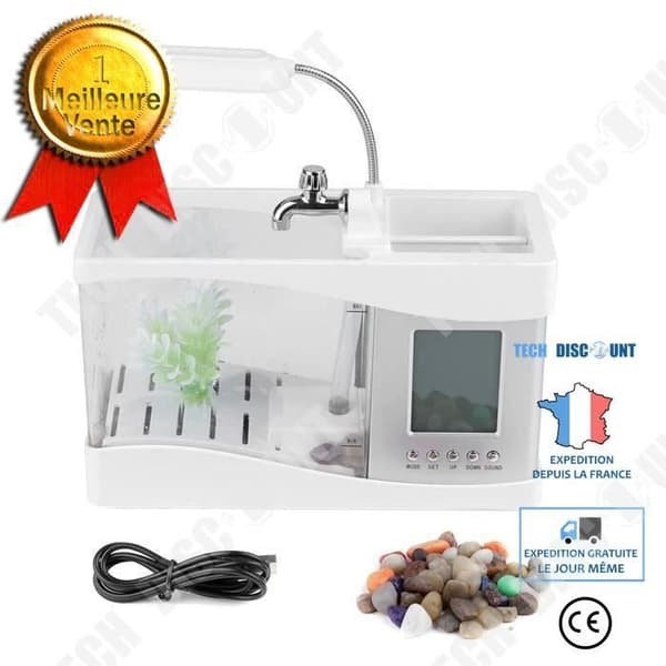 TD® Mini Rechargeable Aquarium Fish Tank USB Hemmakontor Water Cluster Box LED-lampa