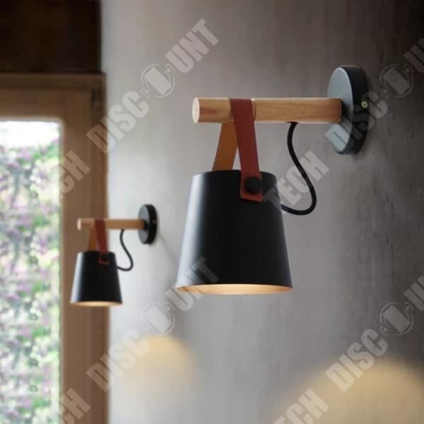 TD® Led Vägglampa Sänglampa i trä Nattlampa Modern Lampskärm Nordic Home Decor (svart)