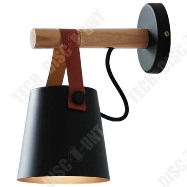 TD® Led Vägglampa Sänglampa i trä Nattlampa Modern Lampskärm Nordic Home Decor (svart)