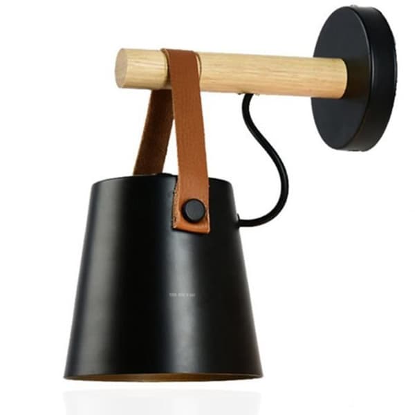 TD® Led Vägglampa Sänglampa i trä Nattlampa Modern Lampskärm Nordic Home Decor (svart)