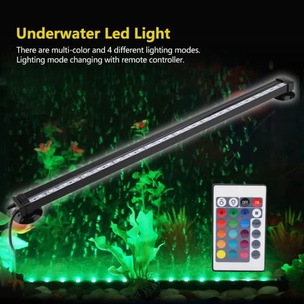 100-240V Aquarium LED-ljus - Färgglad fjärrkontroll Färgskiftande lampa - Undervattensbubblalampa - 46cm - EU