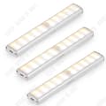 Miniatyrbild 1 av 4: TD® 3st rörelsesensorljus, 10 LED-garderobsljus, USB-uppladdningsbart LED-nattljus, trappljus-varmvitt