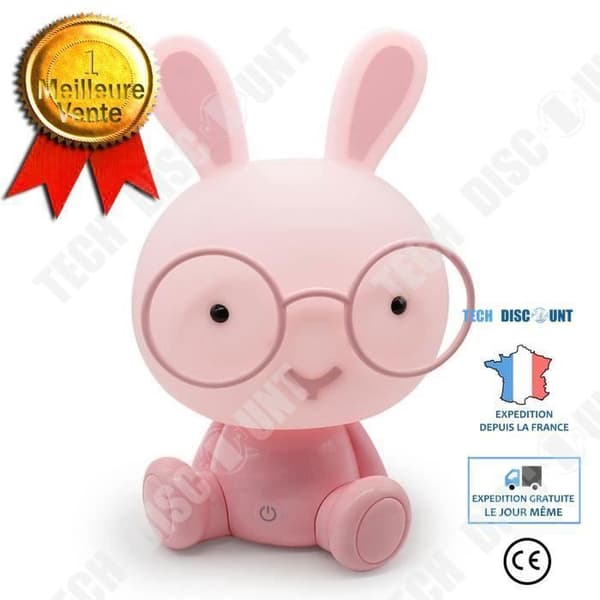 TD® Cute Baby Sovrum Sängbordslampa Kanin Nattlampa LED Nattlampa Julklapp Sängbordsinredning Barn Glasögon Kaniner Ljus