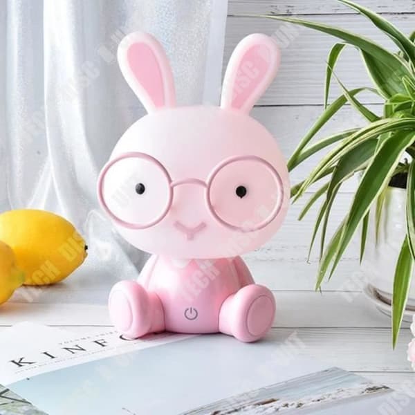 TD® Söt Baby Sovrum Sängbords-USB-ljus Kanin Nattljus LED Nattljus Julklapp Sängbordsdekoration Barn Glasögon Kanin Lum
