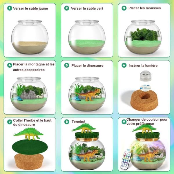 Dinosaurleksaker - Dinosaur Terrarium Kit för Barn - Leksak för pojkar 4 5 6 7 år - Födelsedagspresenter till pojkar 10-12 år