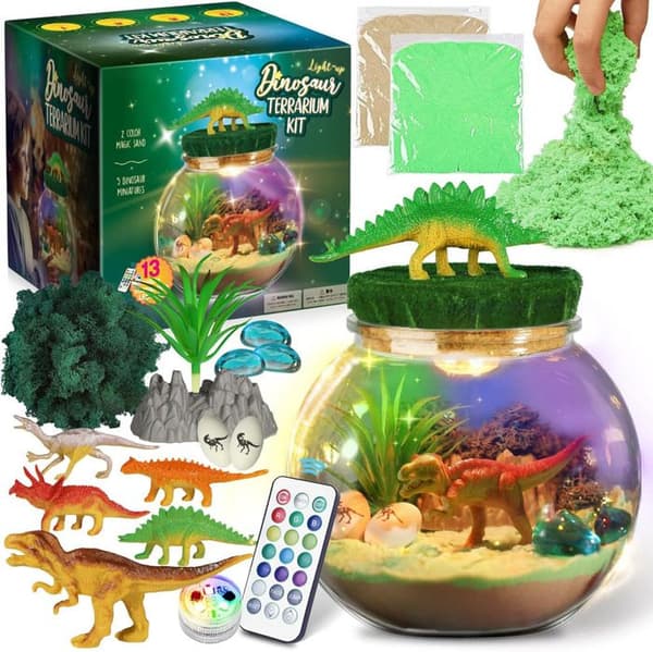 Dinosaurleksaker - Dinosaur Terrarium Kit för Barn - Leksak för pojkar 4 5 6 7 år - Födelsedagspresenter till pojkar 10-12 år