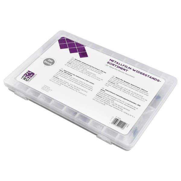 TRU COMPONENTS 418714 Metallfilmsmotstånd sortiment Axial hållmonterade 0.25 W 1 % 390 st