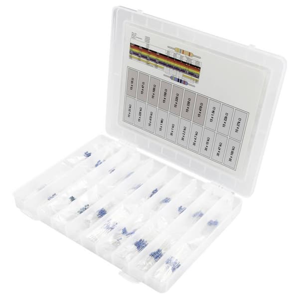 TRU COMPONENTS 418714 Metallfilmsmotstånd sortiment Axial hållmonterade 0.25 W 1 % 390 st