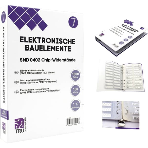 TRU COMPONENTS TC-6869400 TC-6869400 Sortiment-album SMD 0402 0.625 W 1 % 1000 delar