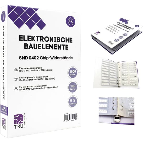 TRU COMPONENTS TC-6869420 TC-6869420 Sortiment-album SMD 0402 0.625 W 5 % 1000 delar