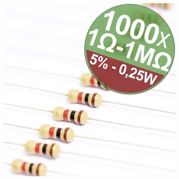 Quadrios 22P060 22P060 Kolytskiktsmotstånd sortiment Axial hållmonterade 0.25 W 5 % 1 set
