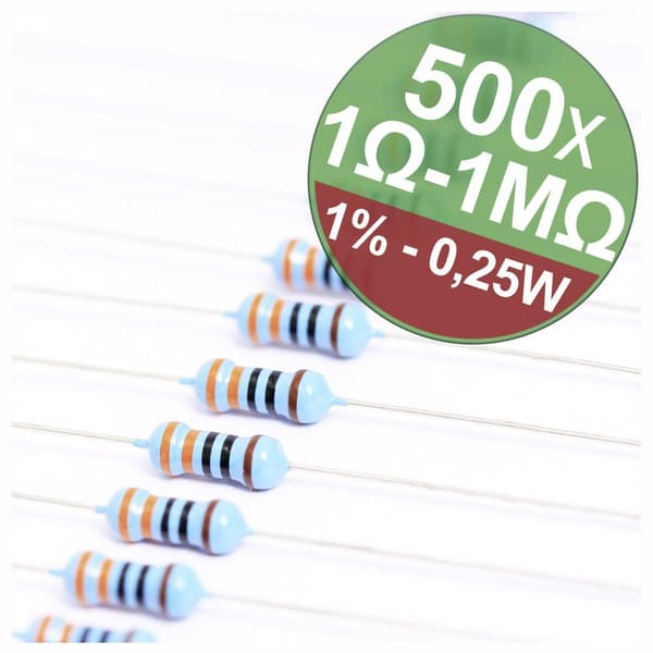 Quadrios 22P036 22P036 Metallfilmsmotstånd sortiment Axial hållmonterade 0.25 W 1 % 1 set
