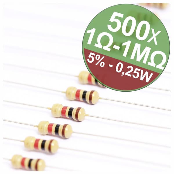 Quadrios 22P059 22P059 Kolytskiktsmotstånd sortiment Axial hållmonterade 0.25 W 5 % 1 set