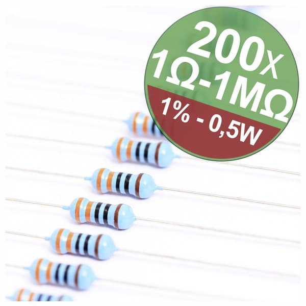 Quadrios 22P081 22P081 Metallfilmsmotstånd sortiment Axial hållmonterade 0.5 W 1 % 1 set