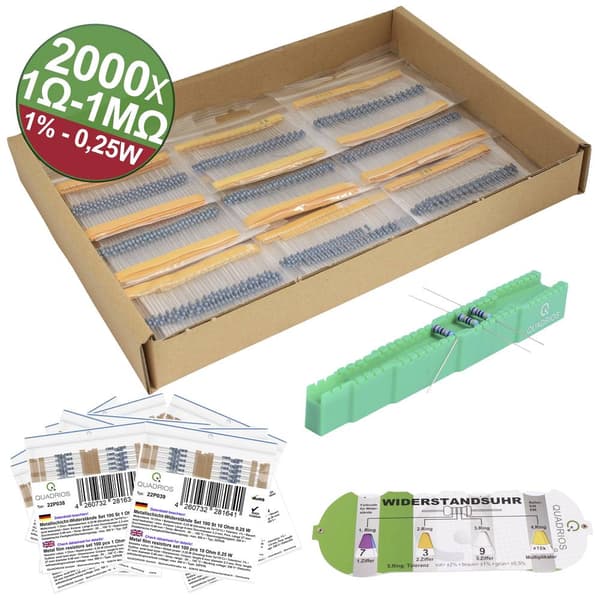 Quadrios 23P129 23P129 Metallfilmsmotstånd Axial hållmonterade 0.25 W 1 % 2000 st
