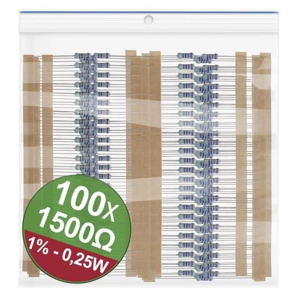 Quadrios 22P047 22P047 Metal Film Resistor Set 1,5 kΩ Axial Output 0,25 W 1% 1 set