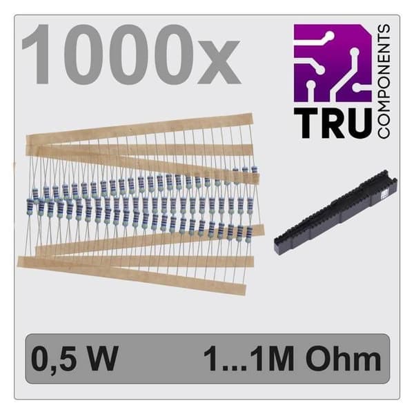 TRU COMPONENTS TC-12888480 T22P083 Metallfilmmotståndssats axiell effekt 0,5 W 1 % 1000 st.