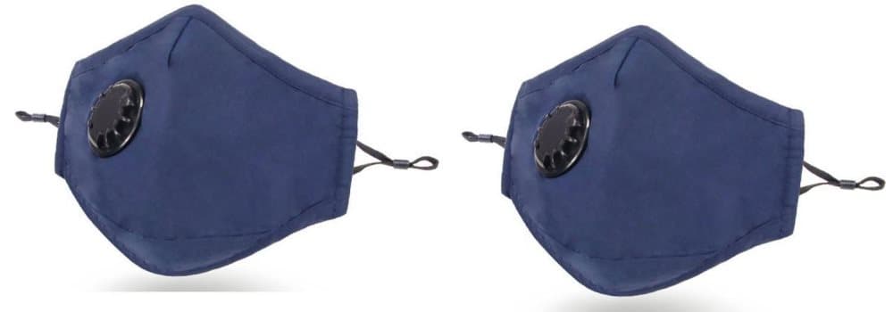 Tvättbart munskydd med ventil 2-pack Bomull med filter