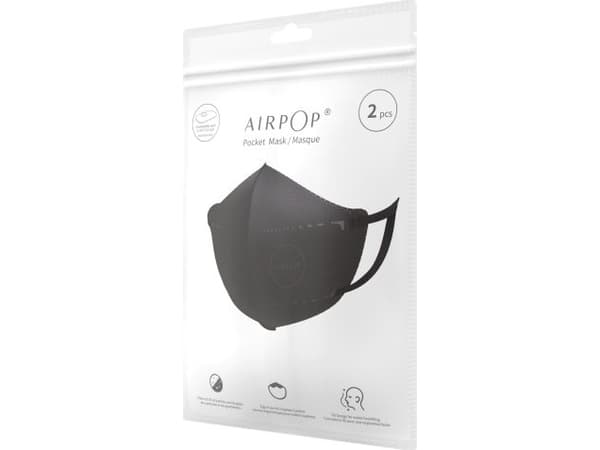 AirPop Pocket anti-forurensningsmaske 2 stk. svart