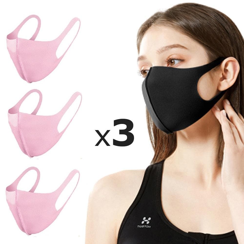 3 Pack Tvättbar mask Munskydd Skyddsmask Svart