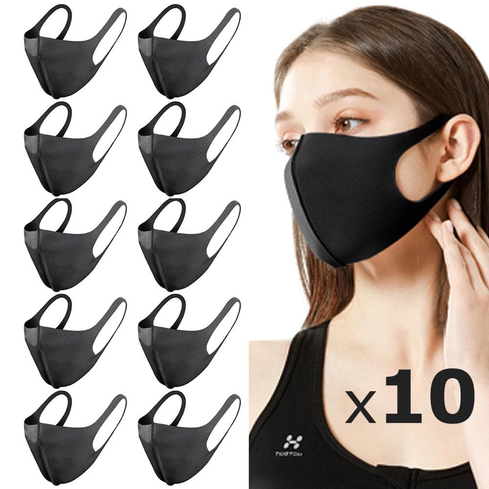 10 Pack Tvättbar mask Munskydd Skyddsmask Svart