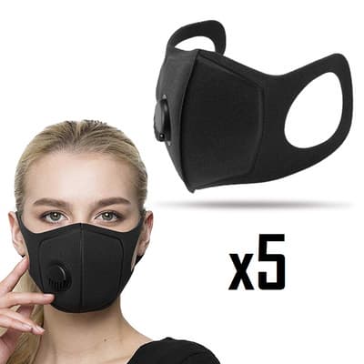 5pack ProMask munskydd, med ventil, återanvändningsbart