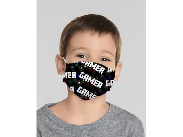 Omega Lasten uudelleenkäytettävä Gamer-suojanaamari 100% puuvillaa