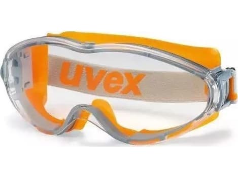 Vernebriller Uvex Ultrasonic, klar panoramalinse, supravision excellence-belegg, gummibånd, oransje. Pakket i en detaljist pappeske 1 stk