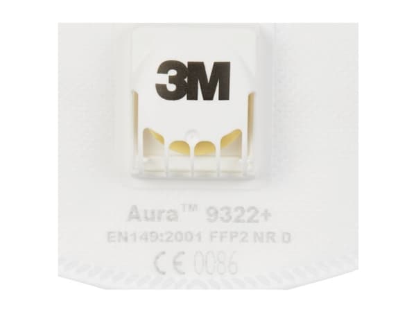 3M Aura™ 9322+ 9322+ Finstøvmaske med ventil FFP2 D 10 stk DIN EN 149:2001 ja DIN EN 149:2009