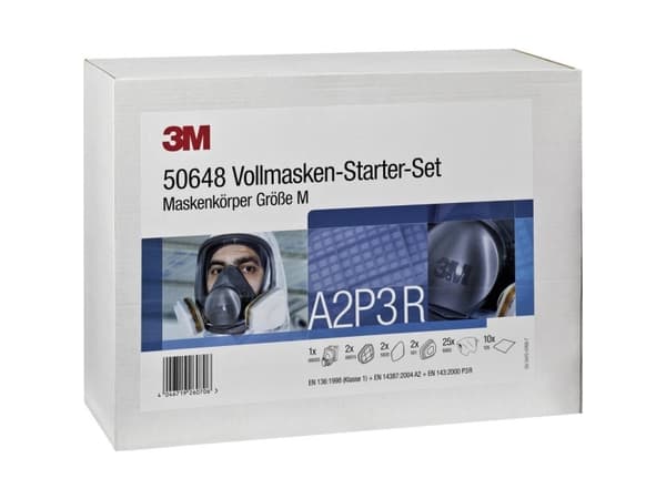 3M 50648 Åndedrætsbeskyttelse fuldmaske-sæt A2P3 R Størrelse: M EN 136, EN 143, EN 14387 DIN 136, DIN 143, DIN 14387
