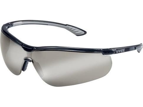 Uvex Sportstyle skyddsglasögon, grå lins, korrosionsfri insida, Silvermirror-beläggning, svart/grå fötter Detaljhandelsförpackade 1 st