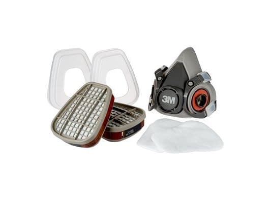 3M 6002PRO, Puolinaamarihengityssuojain, FFP3, Teollisuuden kunnossapito, Musta, Harmaa, Valkoinen, CE, 1 kpl